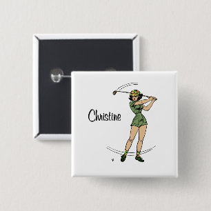 Bóton Quadrado 5.08cm Calma, Lady Golfer Pessoal do Golfe