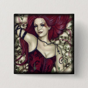 Bóton Quadrado 5.08cm Cama do botão dos crânios