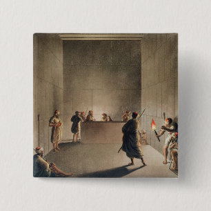 Bóton Quadrado 5.08cm Câmara e sarcófago na grande pirâmide do soldado