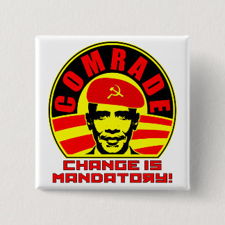 Bóton Quadrado 5.08cm Camarada Obama Botão