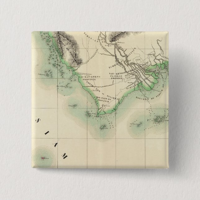 Bóton Quadrado 5.08cm Camboja, Ásia 110 (Frente)