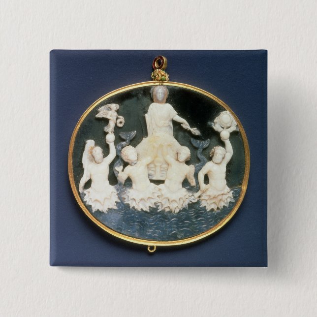 Bóton Quadrado 5.08cm Cameo que comemora a vitória naval de (Frente)