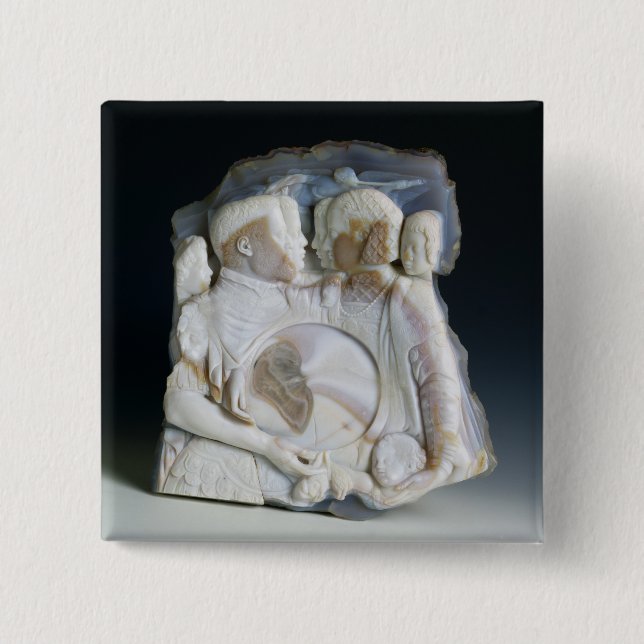Bóton Quadrado 5.08cm Cameo que descreve Cosimo de Medici (1519-74) e (Frente)