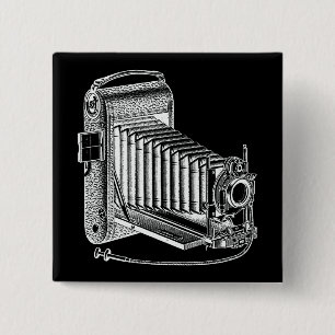 Bóton Quadrado 5.08cm Câmera do vintage - fotografia antiga das câmera