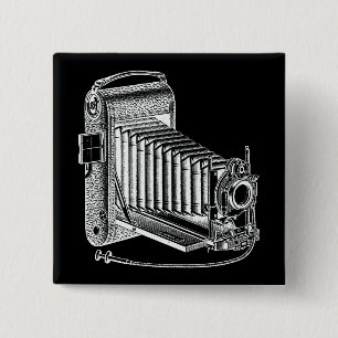 Bóton Quadrado 5.08cm Câmera do vintage - fotografia antiga das câmeras