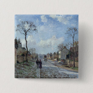 Bóton Quadrado 5.08cm Camille Pissarro   a estrada a Louveciennes, 1872