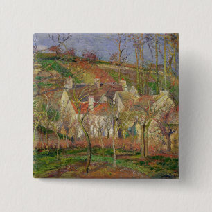 Bóton Quadrado 5.08cm Camille Pissarro   os telhados vermelhos, ou canto