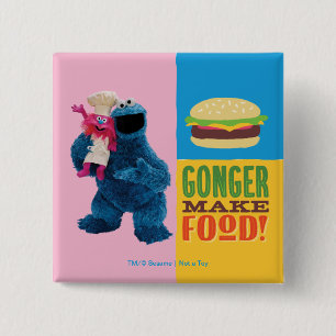 Bóton Quadrado 5.08cm Caminhão de Comida do Cookie Monster Gonger Faz