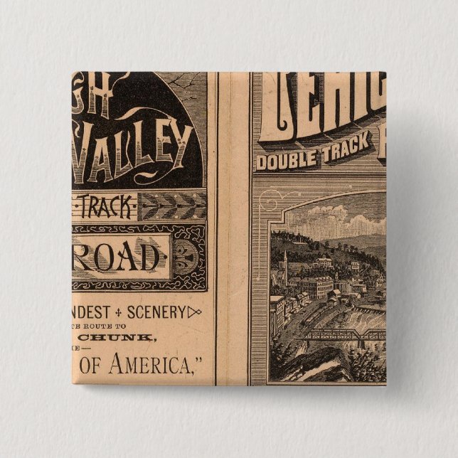 Bóton Quadrado 5.08cm Caminho de ferro de Lehigh Valley (Frente)