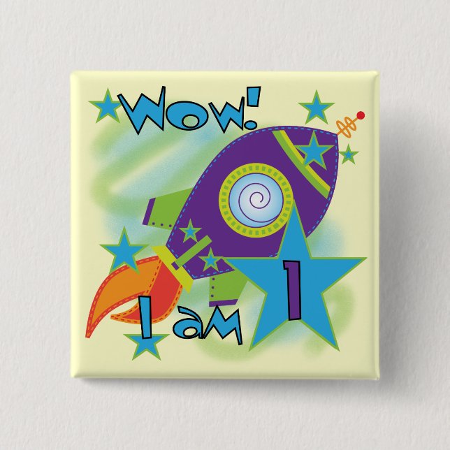 Bóton Quadrado 5.08cm Camiseta e presentes do primeiro aniversario do (Frente)