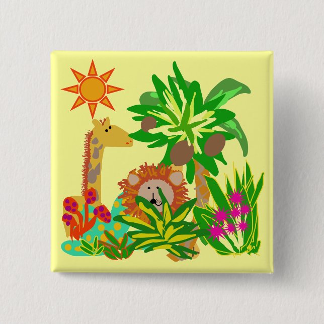 Bóton Quadrado 5.08cm Camiseta e presentes do safari (Frente)