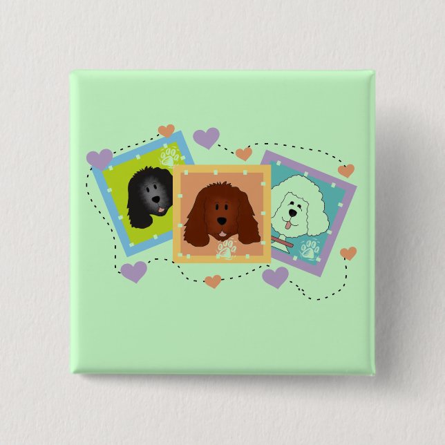 Bóton Quadrado 5.08cm Camiseta e presentes dos retratos do cão (Frente)