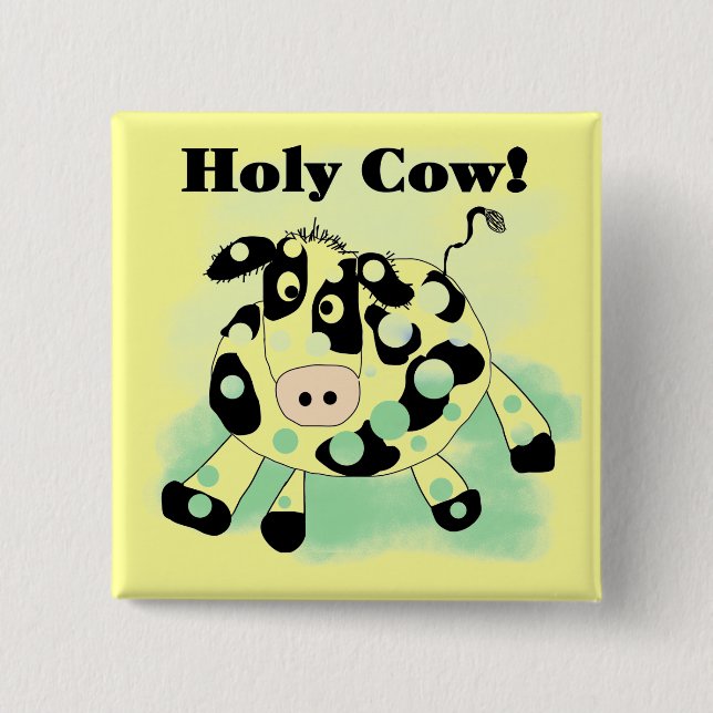 Bóton Quadrado 5.08cm Camiseta e presentes santamente da vaca (Frente)