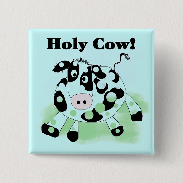 Bóton Quadrado 5.08cm Camiseta e presentes santamente da vaca (Frente)