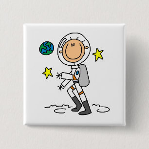 Bóton Quadrado 5.08cm Camisetas Básicas de Astronauta e Presentes
