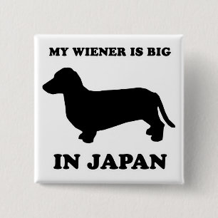 Bóton Quadrado 5.08cm CAMISETAS do CÃO do WIENER - "meu wiener é grand