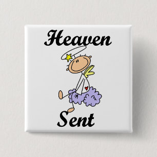 Bóton Quadrado 5.08cm Camisetas e Presentes de Anjo Enviado do Céu