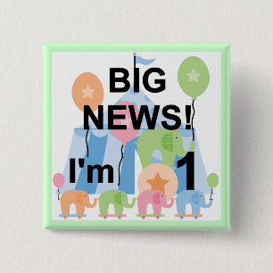 Bóton Quadrado 5.08cm Camisetas e presentes de primeiro aniversario de C