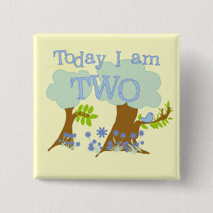 Bóton Quadrado 5.08cm Camisetas e presentes do segundo aniversário Blueb