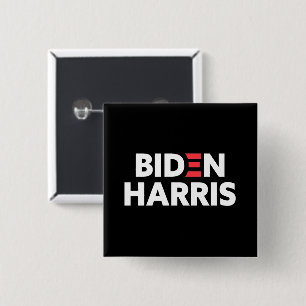 Bóton Quadrado 5.08cm Campanha Eleitoral Biden / Harris Preto e Branco