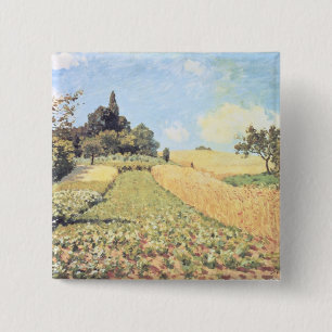 Bóton Quadrado 5.08cm Campo de trigo de Alfred Sisley