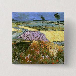 Bóton Quadrado 5.08cm Campos De Trigo Perto De Auvers Van Gogh Belas Art