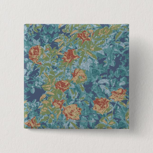 Bóton Quadrado 5.08cm Camuflagem e flores (Frente)
