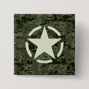 Bóton Quadrado 5.08cm Camuflagem Verde Decal de Estêncil Estelar