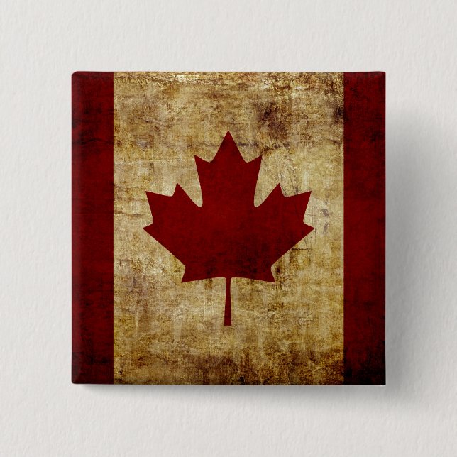 Bóton Quadrado 5.08cm Canadá / bandeira desgastada (Frente)