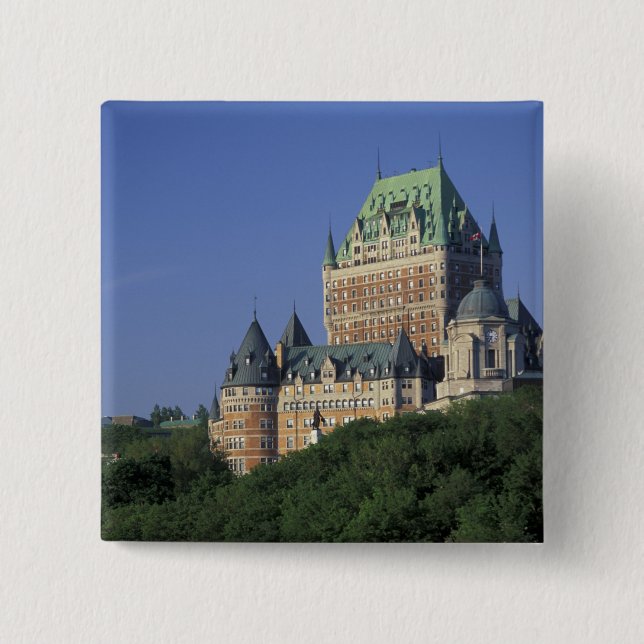 Bóton Quadrado 5.08cm Canadá, Cidade de Quebec. Chateau Frontenac. (Frente)