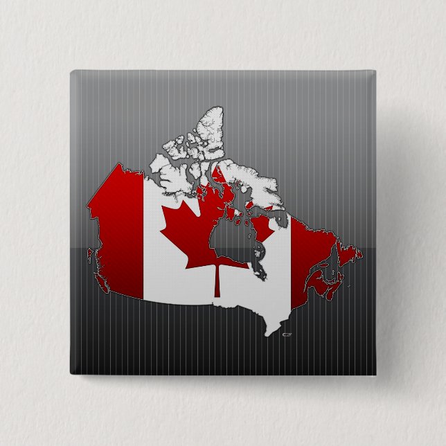 Bóton Quadrado 5.08cm Canadá: Mapa (Frente)