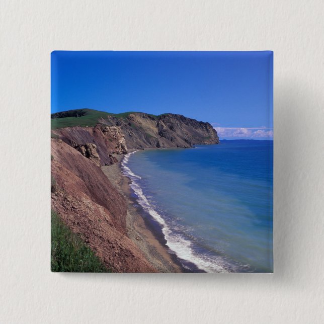 Bóton Quadrado 5.08cm Canadá, Quebec, Ilhas Madalena, Boné Tudo Bem 2 (Frente)