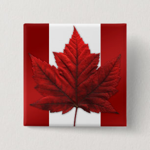 Bóton Quadrado 5.08cm Canadá Souvenir Buttons Canada Flag Maple Leaf Pi