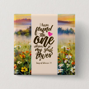 Bóton Quadrado 5.08cm Canção de Salomão 3:4 Encontrei a Bíblia Uma