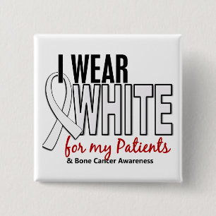 Bóton Quadrado 5.08cm Cancer de osso eu visto o branco para meus