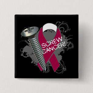 Bóton Quadrado 5.08cm Cancer do parafuso - Grunge cancer principal e de