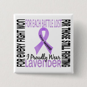 Bóton Quadrado 5.08cm Cancer eu visto orgulhosa a lavanda 2