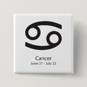 Bóton Quadrado 5.08cm Cancer zodiac, 21 de junho - 22 de julho