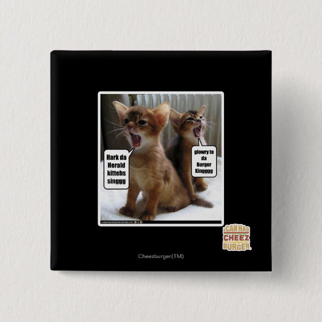 Bóton Quadrado 5.08cm Canções de natal de Kitteh (Frente)