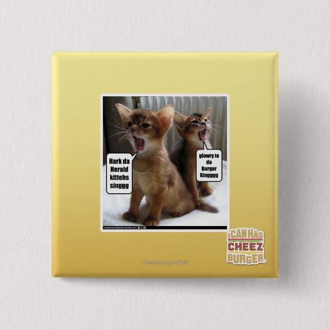 Bóton Quadrado 5.08cm Canções de natal de Kitteh (Frente)