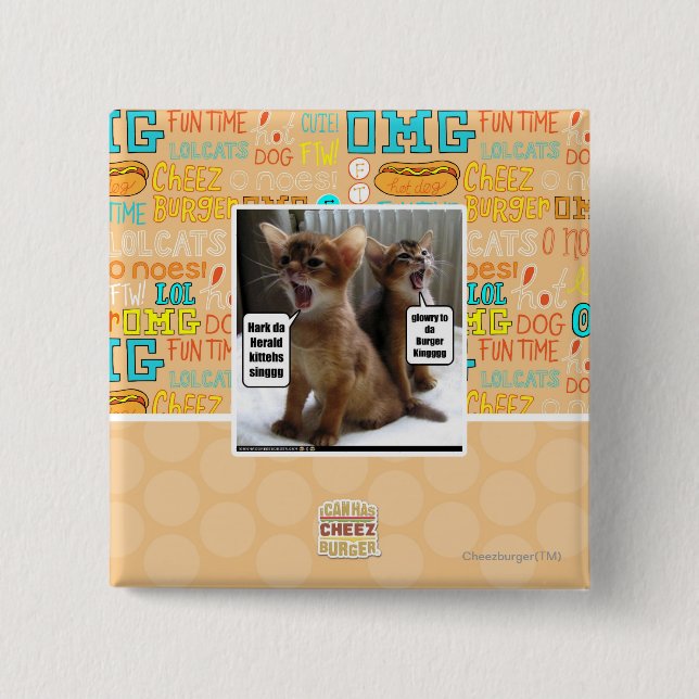 Bóton Quadrado 5.08cm Canções de natal de Kitteh (Frente)