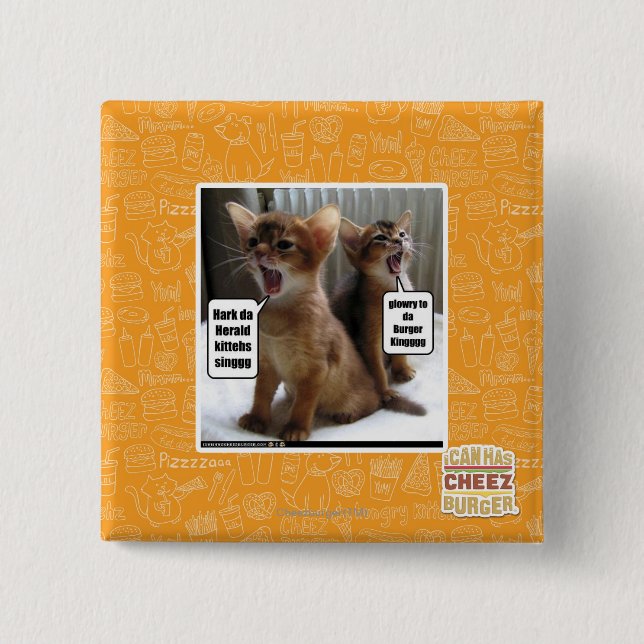 Bóton Quadrado 5.08cm Canções de natal de Kitteh (Frente)