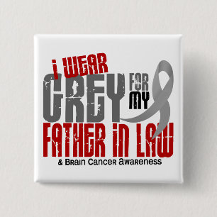 Bóton Quadrado 5.08cm Cancro cerebral eu visto o cinza para meu sogro