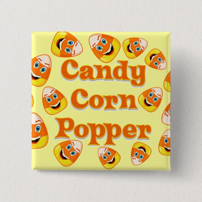 Bóton Quadrado 5.08cm Candy Corn Popper (Frente)