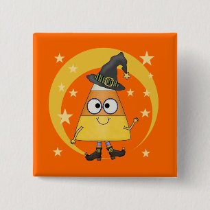 Bóton Quadrado 5.08cm Candy Corn Witch Halloween