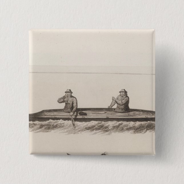 Bóton Quadrado 5.08cm Canoes, Oonalashka, Alasca (Frente)