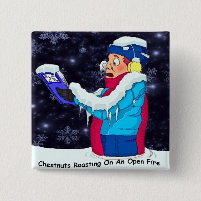 Bóton Quadrado 5.08cm Cantor de Natal Frio (Frente)