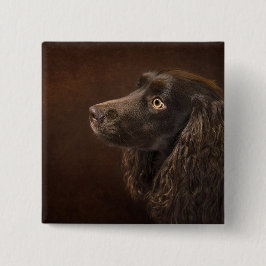 Bóton Quadrado 5.08cm Cão De Cabelo Castanho