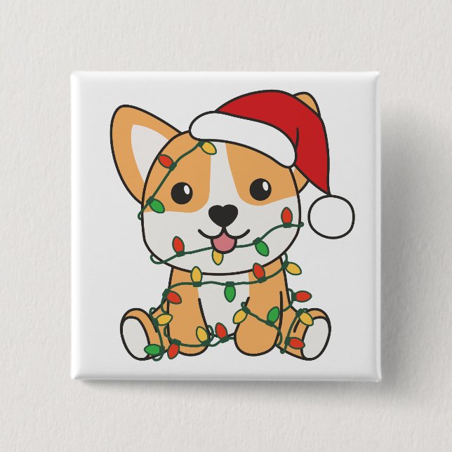 Bóton Quadrado 5.08cm Cão de inverno de Corgi (Frente)