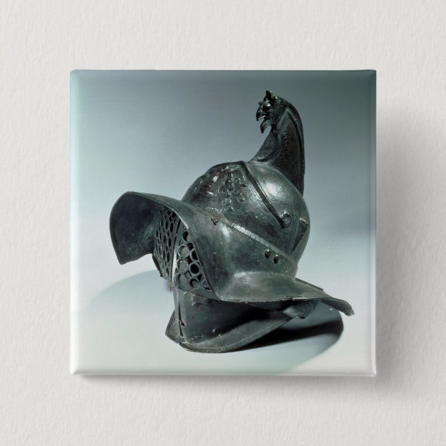 Bóton Quadrado 5.08cm Capacete de bronze do gladiador de Thracian, (Frente)